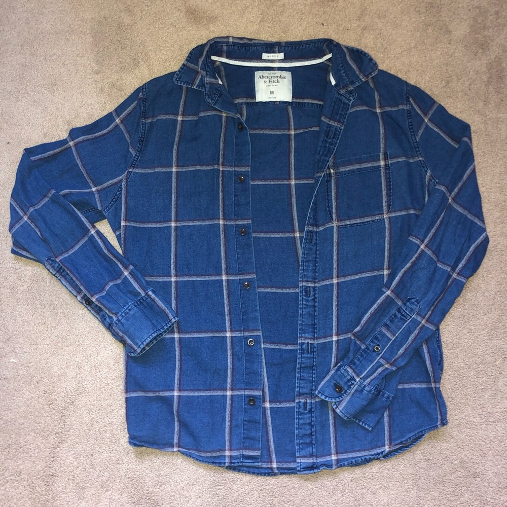 Abercrombie & Fitch Men’s “Muscle” Flannel Blue